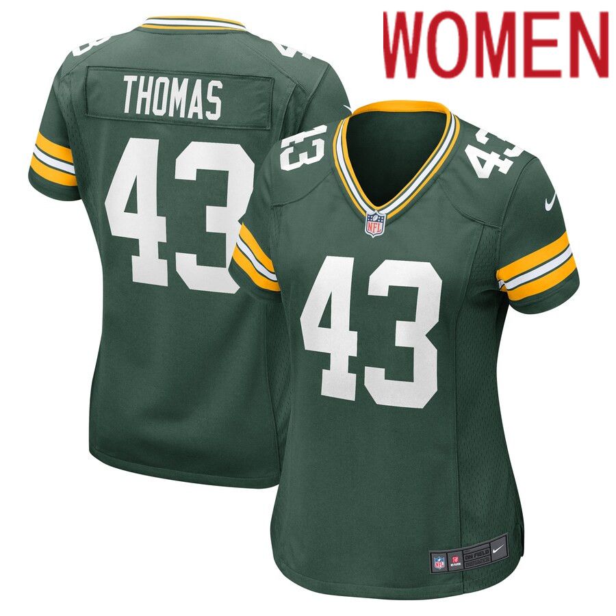 Women Green Bay Packers #43 Kiondre Thomas Nike Green Game Player NFL Jersey